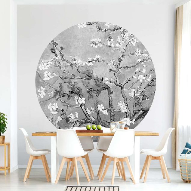 Behangcirkel Vincent Van Gogh - Almond Blossom Black And White