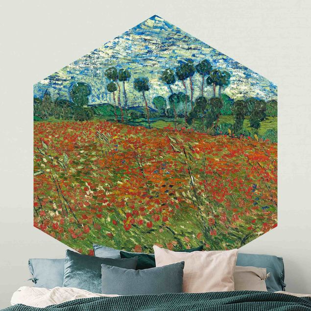 Hexagon Behang Vincent Van Gogh - Poppy Field