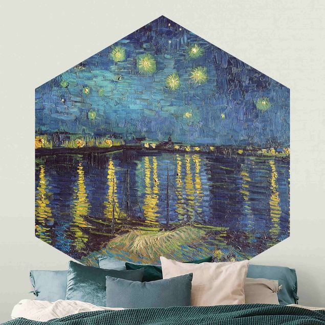 Hexagon Behang Vincent Van Gogh - Starry Night Over The Rhone