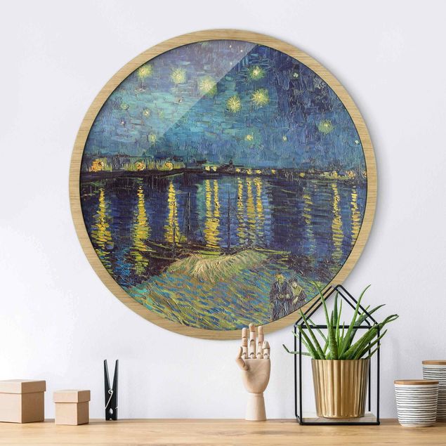 Gerahmte Bilder Rund Vincent Van Gogh - Starry Night Over The Rhone