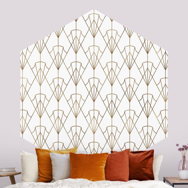 Hexagon Behang Vintage Art Deco Pattern Arrows XXL