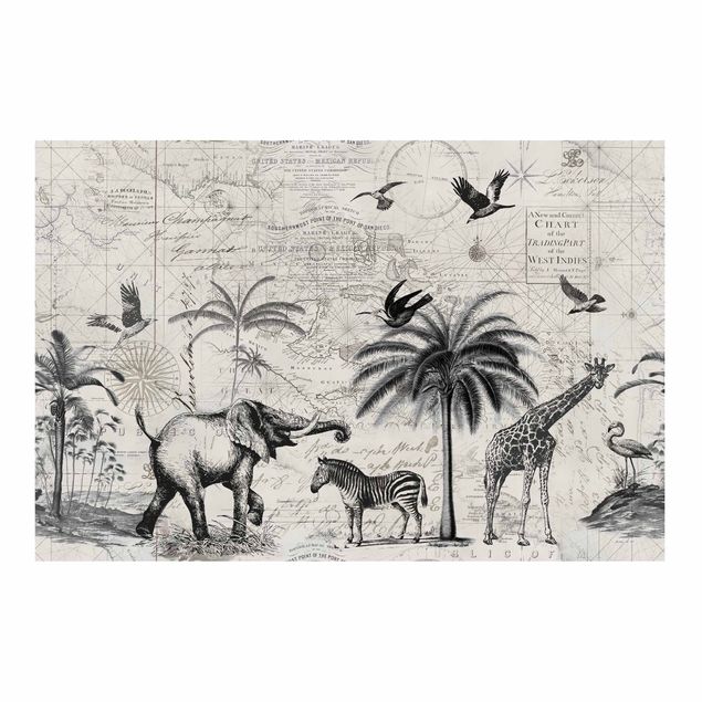 Fotobehang Vintage Collage - Exotic Map