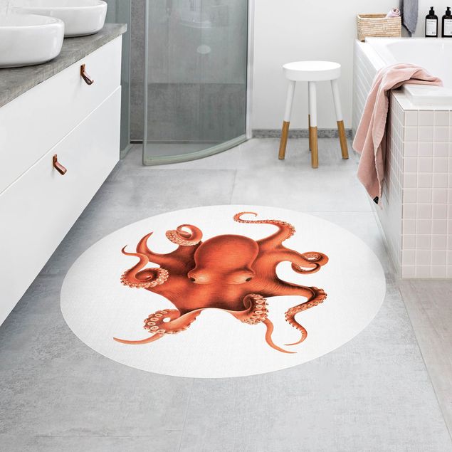 rood tapijt Vintage Illustration Red Octopus