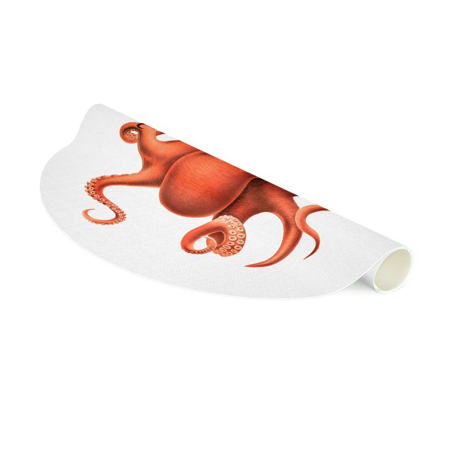natuurlijk vloerkleed Vintage Illustration Red Octopus