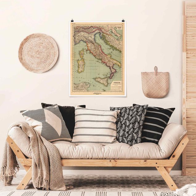 Posters Vintage Map Italy