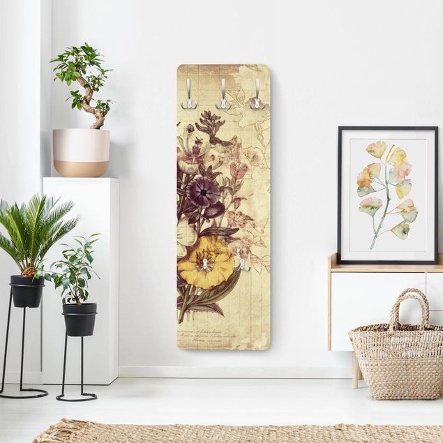 Wandkapstokken houten paneel Vintage Letter Bouquet