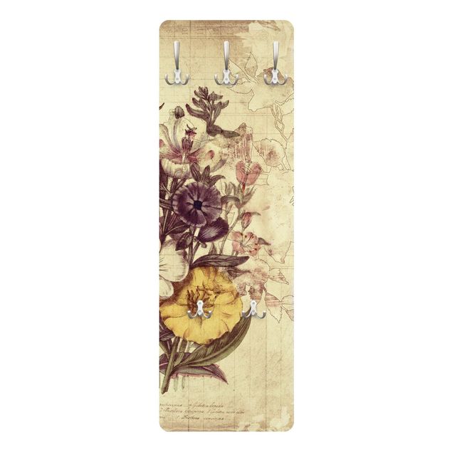 Wandkapstokken houten paneel Vintage Letter Bouquet