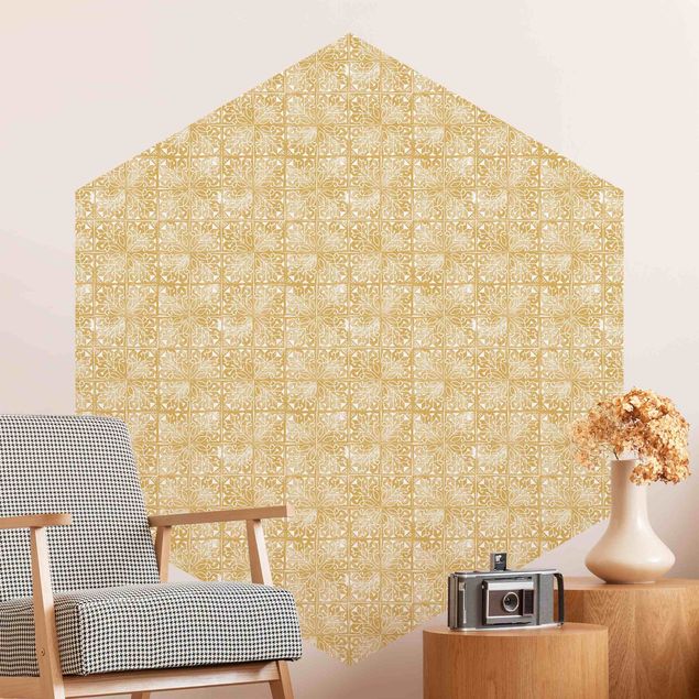 Hexagon Behang Vintage Art Deco Pattern Tiles