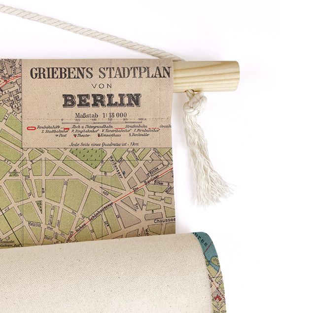 Wandkleed wereldkaart Vintage Map Of Berlin