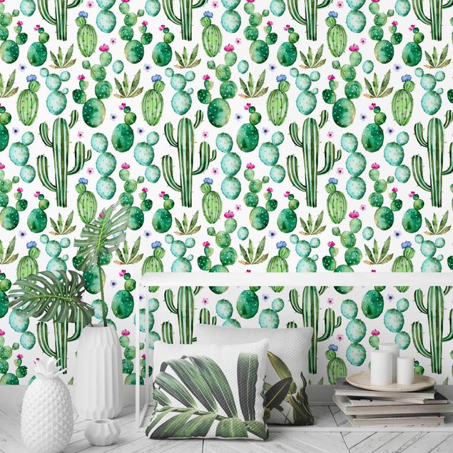 Fotobehang Watercolour Cactus