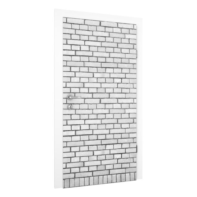 Deur behang Brick Wallpaper White London