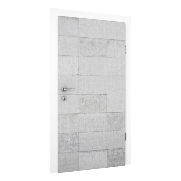 Deur behang Concrete Brick Look Grey