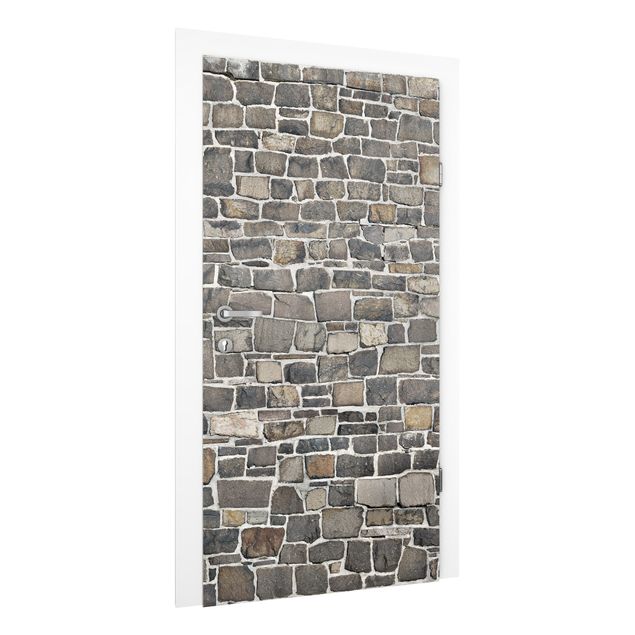 Deur behang Crushed Stone Stone Wall
