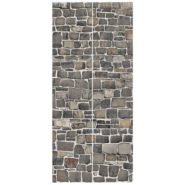 Deur behang Crushed Stone Stone Wall