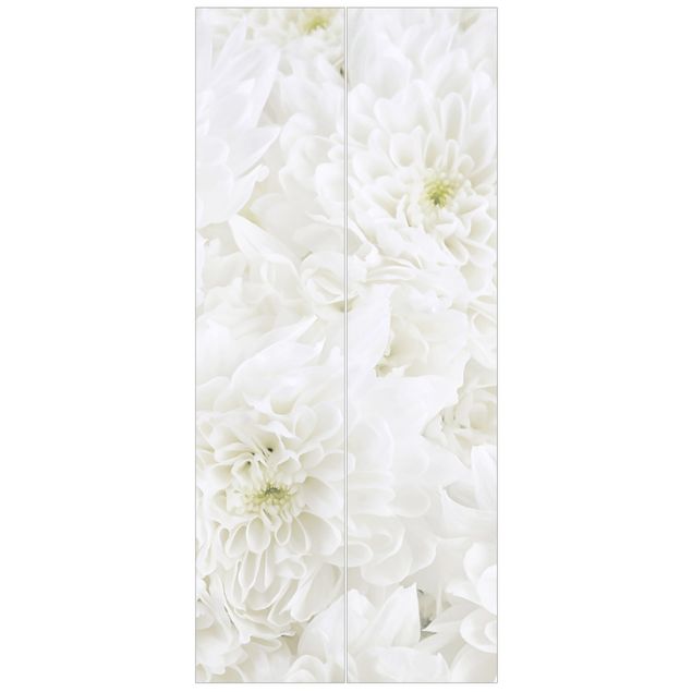 Deur behang Dahlias Sea Of Flowers White