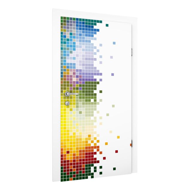 Deur behang Brightly Colored Pixels
