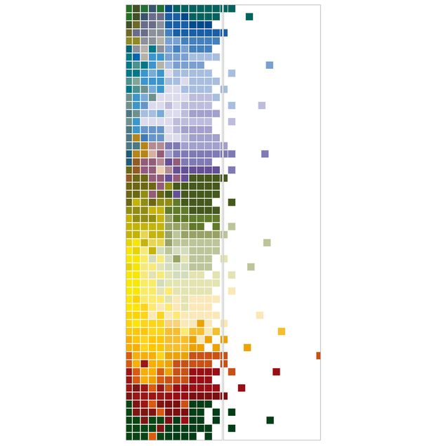 Deur behang Brightly Colored Pixels