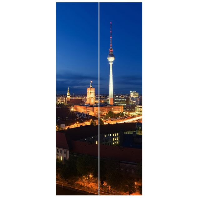 Deur behang TV Tower At Night