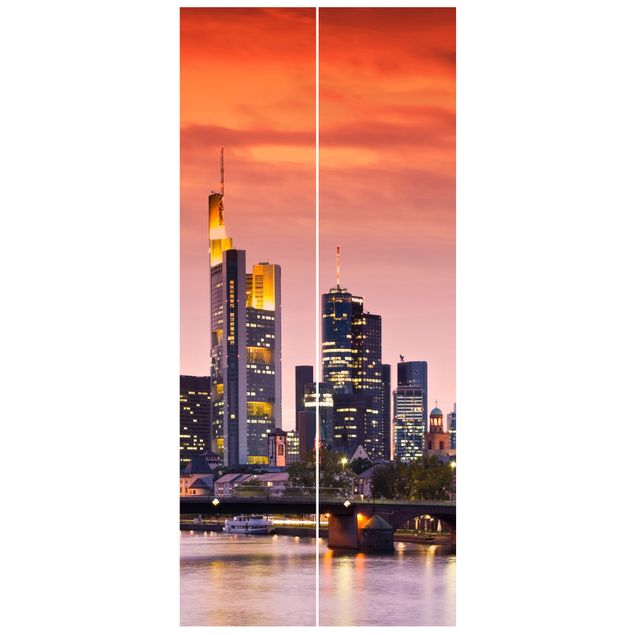 Deur behang Frankfurt Skyline