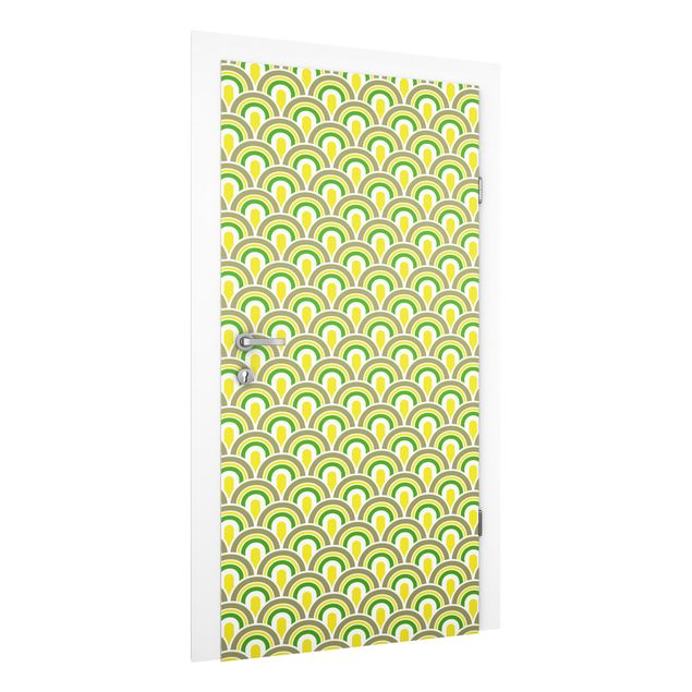 Deur behang No.TA99 Retro Pattern Green-Yellow