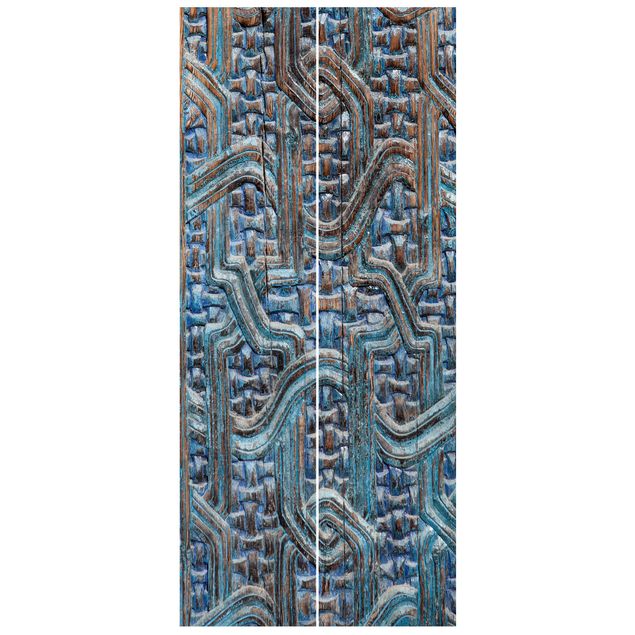 Deur behang Door With Moroccan Carving