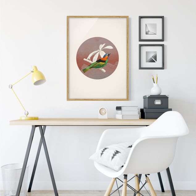 Ingelijste posters Bird Collage In A Circle ll