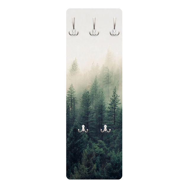 Wandkapstokken houten paneel Foggy Forest Awakening