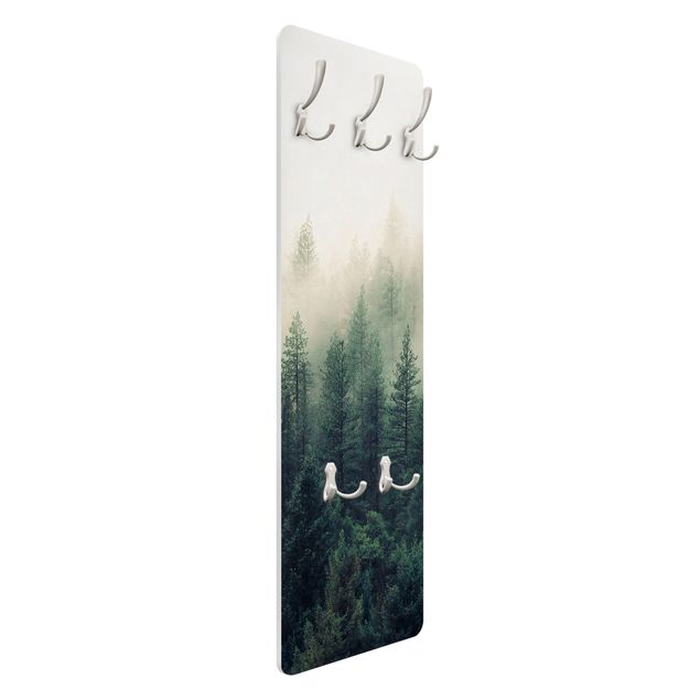 Wandkapstokken houten paneel Foggy Forest Awakening