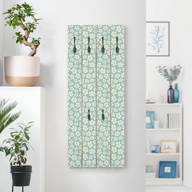 Wandkapstokken houten pallet Floral Pattern on Mint