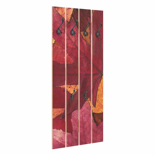 Wandkapstokken houten pallet Coloured Leaves