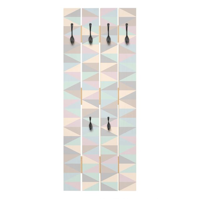 Wandkapstokken houten pallet Triangles In Pastel Colours