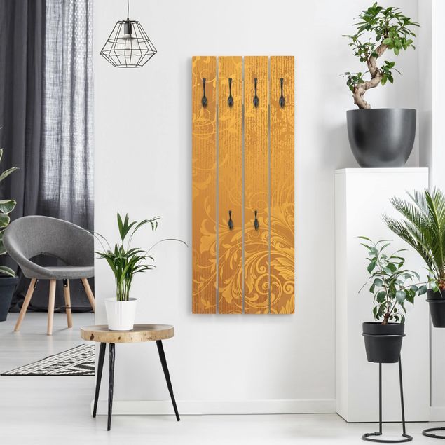 Wandkapstokken houten pallet Golden Flora
