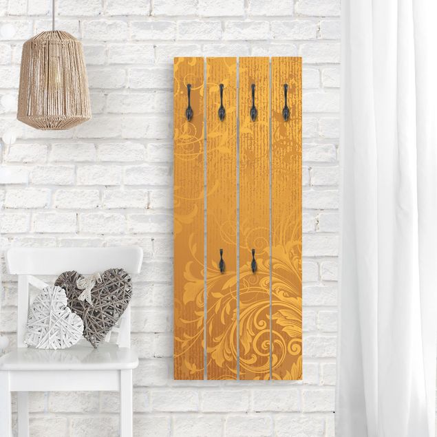 Wandkapstokken houten pallet Golden Flora