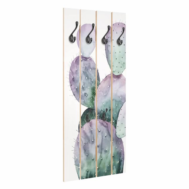 Wandkapstokken houten pallet Cactus In Purple II