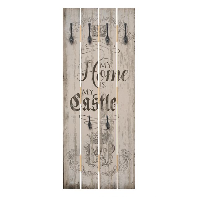 Wandkapstokken houten pallet My Home is my Castle