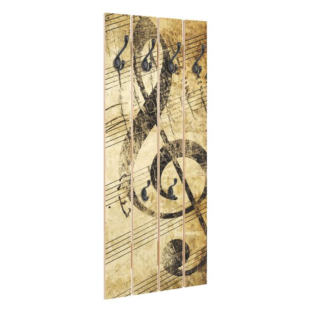 Wandkapstokken houten pallet Music Note