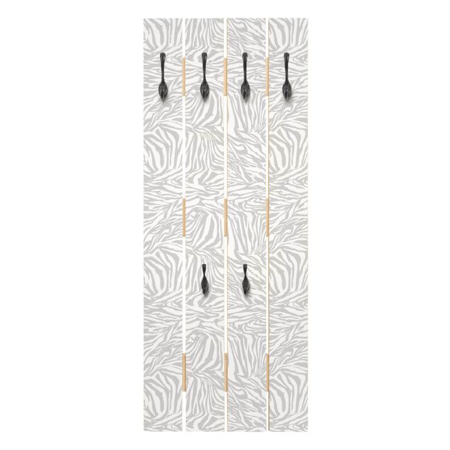 Wandkapstokken houten pallet Zebra Design Light Grey Stripe Pattern