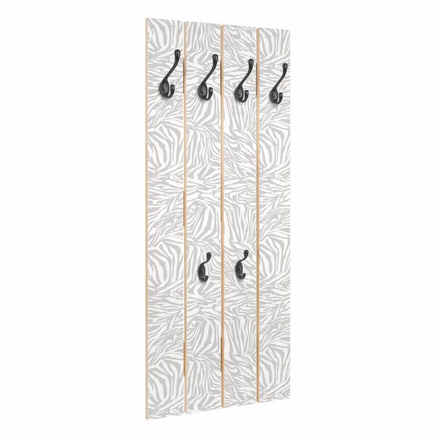 Wandkapstokken houten pallet Zebra Design Light Grey Stripe Pattern