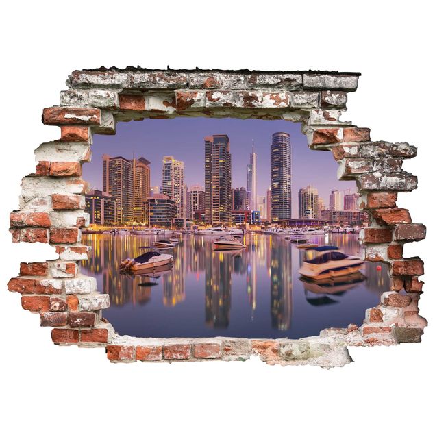 Muurstickers 3d Dubai Skyline And Marina