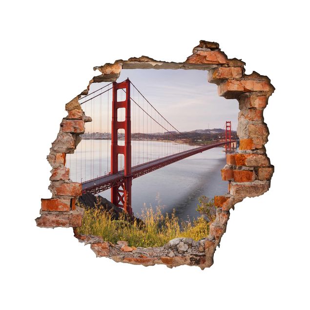 Muurstickers 3d Golden Gate Bridge In San Francisco