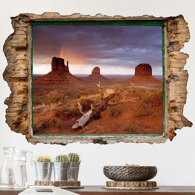 Muurstickers 3d Monument Valley At Sunset