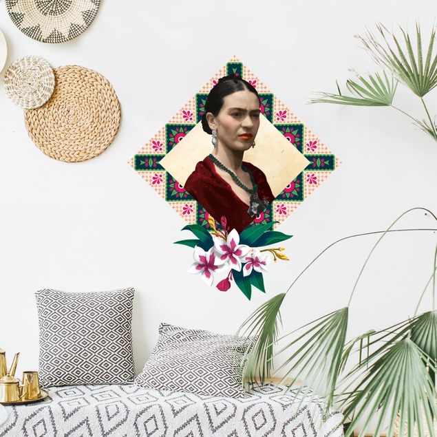 Muurstickers Frida Kahlo - Flowers And Geometry