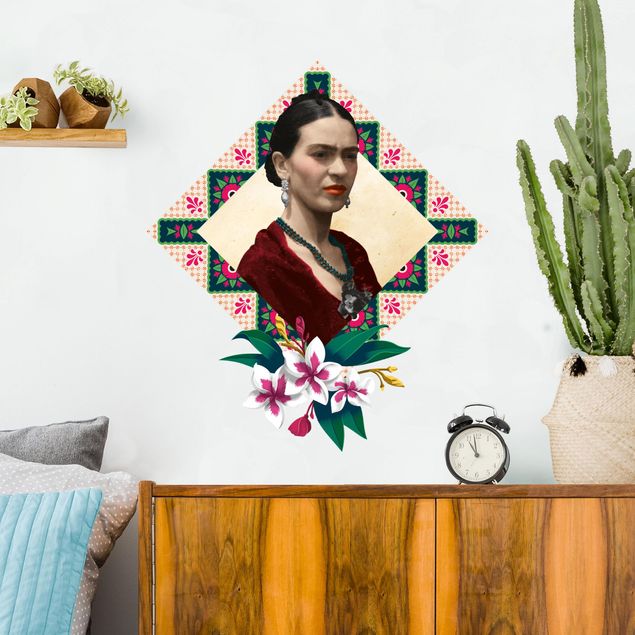 Muurstickers Frida Kahlo - Flowers And Geometry
