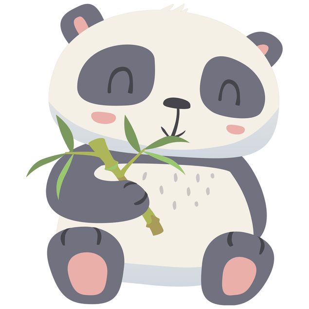 Muurstickers dieren Panda Munching On Bamboo