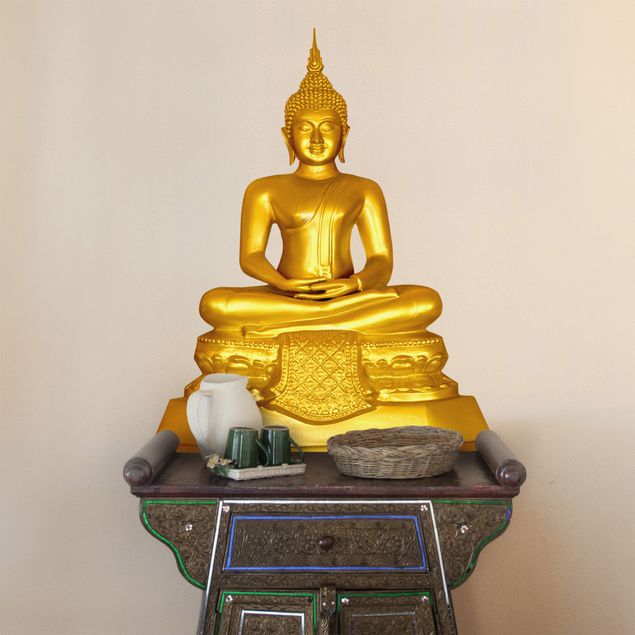 Muurstickers spiritueel Golden Zen Buddha