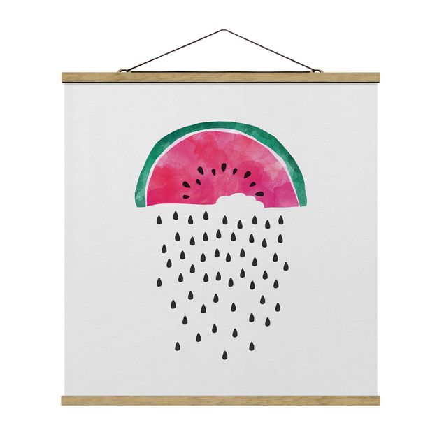 Stoffen schilderij met posterlijst Watermelon Rain
