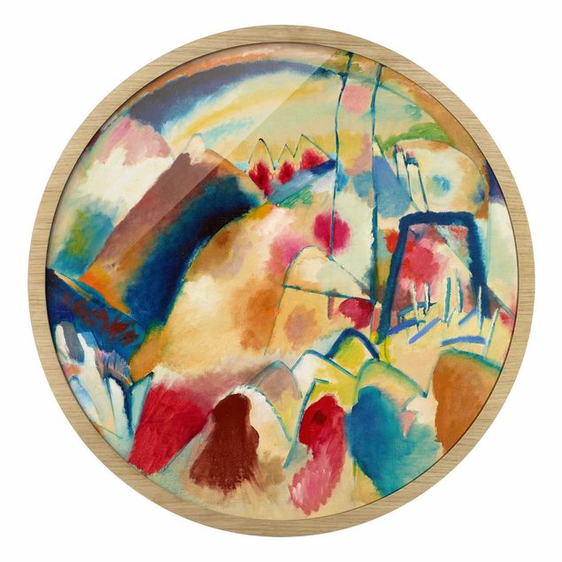 Rond schilderijen Wassily Kandinsky - Paesaggio con chiesa