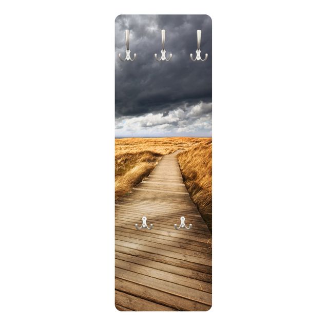 Wandkapstokken houten paneel Path Between Dunes