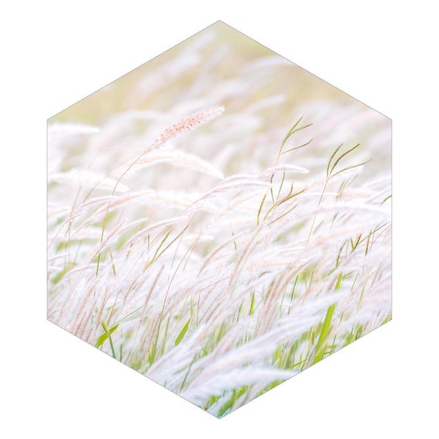 Hexagon Behang Soft Grasses