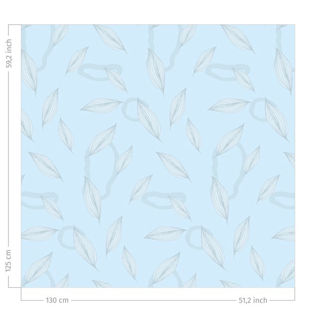 bloem gordijnen Willow Leaves Pattern - Azure
